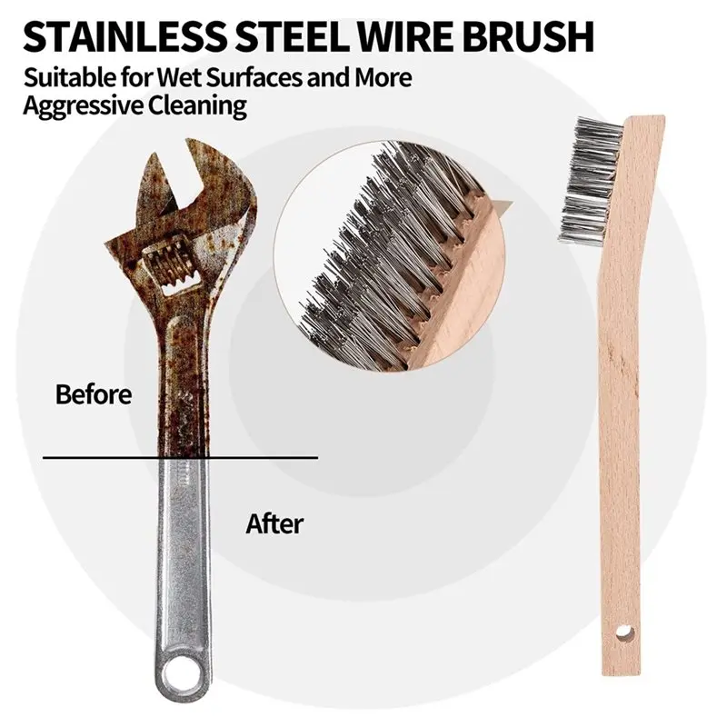 For Mechanics For Painters Count Wire Brush In Stainless Steel, Removes Rust And Paint From Metals, Wood Handle
