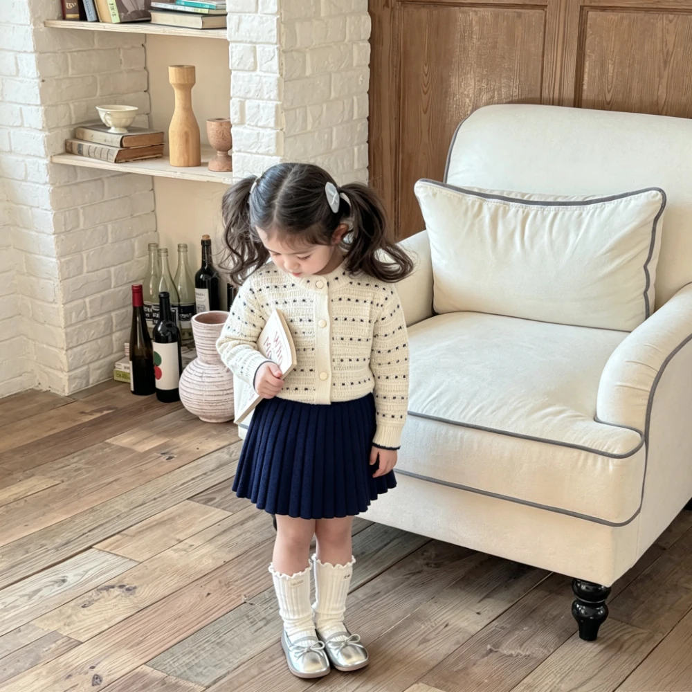 2-6 Years Old Cute Baby Girls Outfits Autumn and Winter New Knitted Sweater and Short Skirt Children's Sweet Princess Clothing