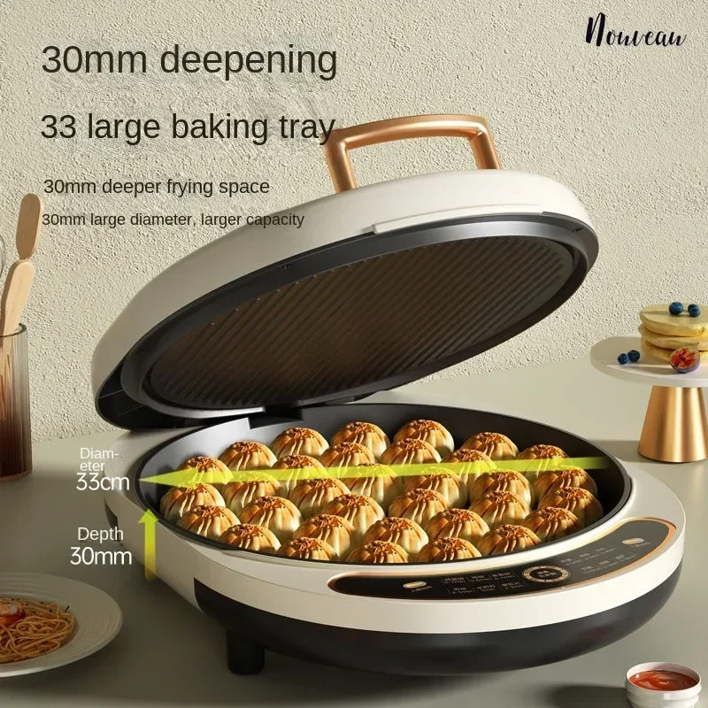 Electric pancake pan with double-sided heating for home use, automatic power-off pancake maker