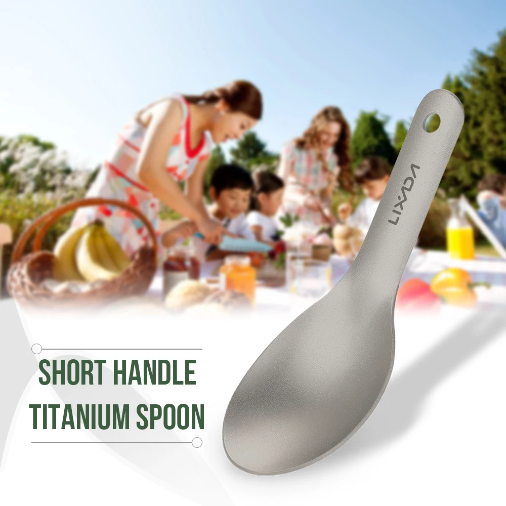 Lixada Spoon Spork Short Handle Titanium Spoon Ultralight Children Baby Spoon Outdoor Camping Picnic Flatware Tableware