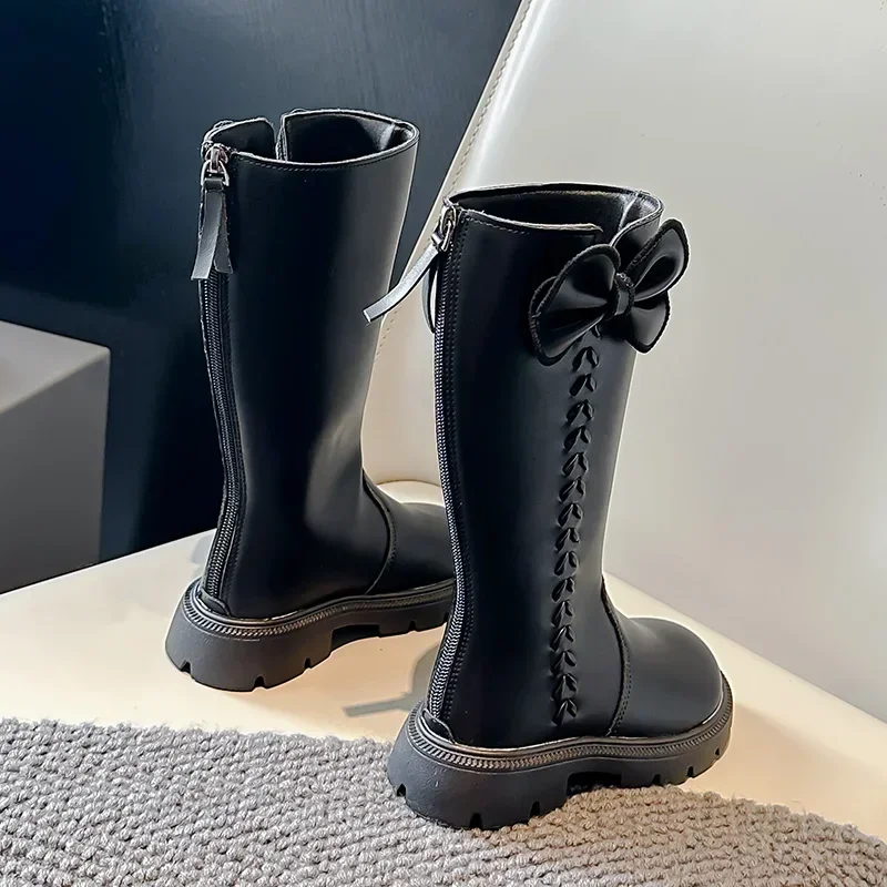 Botas de invierno para niñas, aspecto elegante, botas de tubo largo, versátiles, de terciopelo, hasta la rodilla, para invierno, 2024