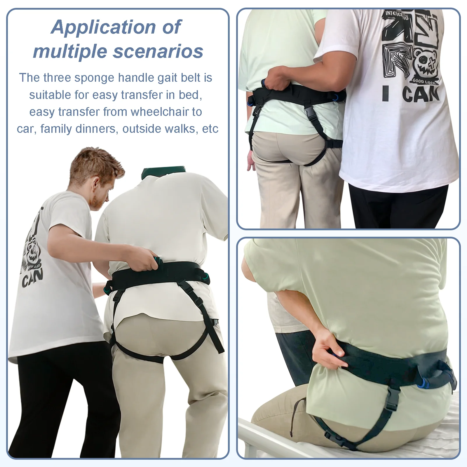 Leetye Mei Gait Transfer Belt with Leg Strap for Seniors 3 Handles Elderly Lift Assist Devices Patient Mobility Standing Aids