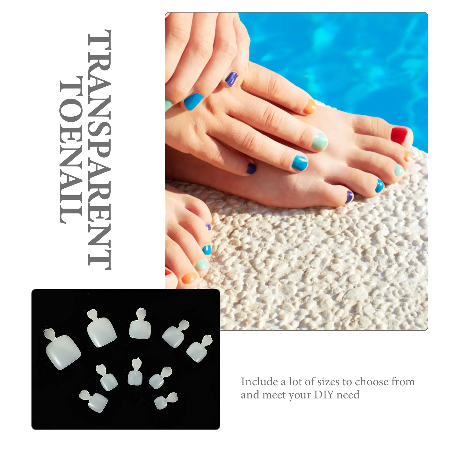 

500 Pcs False Toenails ABS Artificial Nail Art Supplies DIY Tips Decor Fingernails Wedding Dating Halloween Christmas Valentine