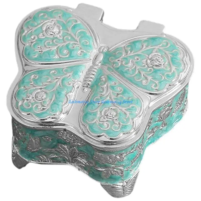 573B Butterfly Space Saving Design Elegant Rings Holder Metal Texture for Rings
