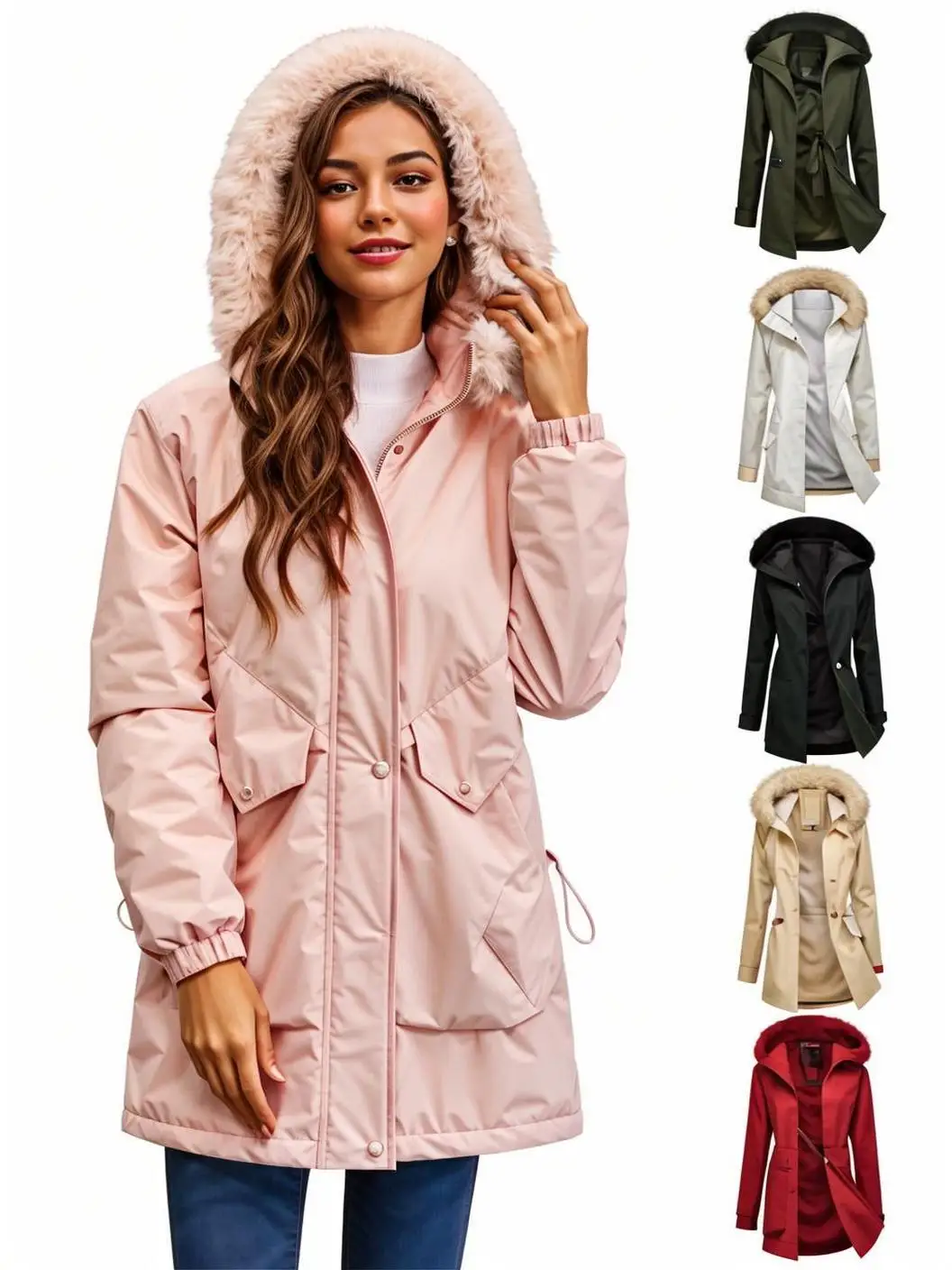 

Womens Winter Jacket Loose Casual Padded Coat Large Size Fashionable Coats Removable Hat Cotton Windbreaker Parkas Outwear