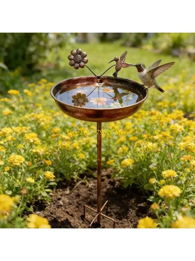 

C4DF Raised Decorative Bird Water Bowl Protects Birds From Ground Dangers