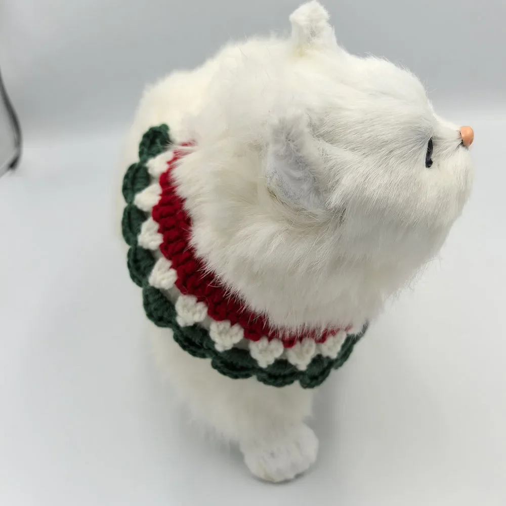 Coleira de gato de férias Coleira de animal de estimação de Natal com Papai Noel, lenço de malha de cachorro e gato de férias de Natal