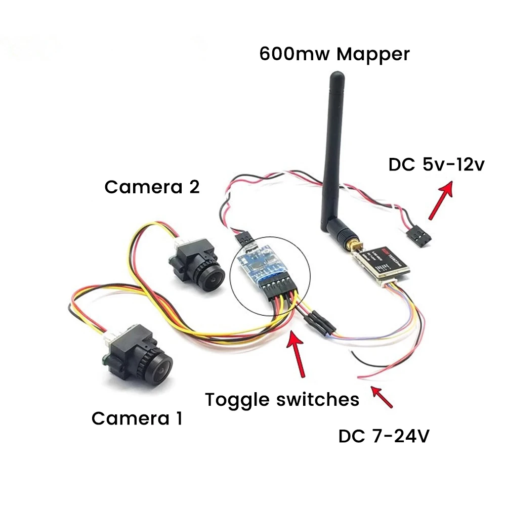 3-kanałowy moduł przełącznika wideo 3-kierunkowy moduł przełączania wideo Kamera FPV do dronów multicopter 5.8G nadajnik i kamera FPV