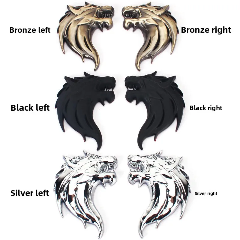 

Wolf Totem Badge Car Personality, Metal Car Sticker, Modified Car Side Label Wolf Head Label 3D Scratch Wolf Label