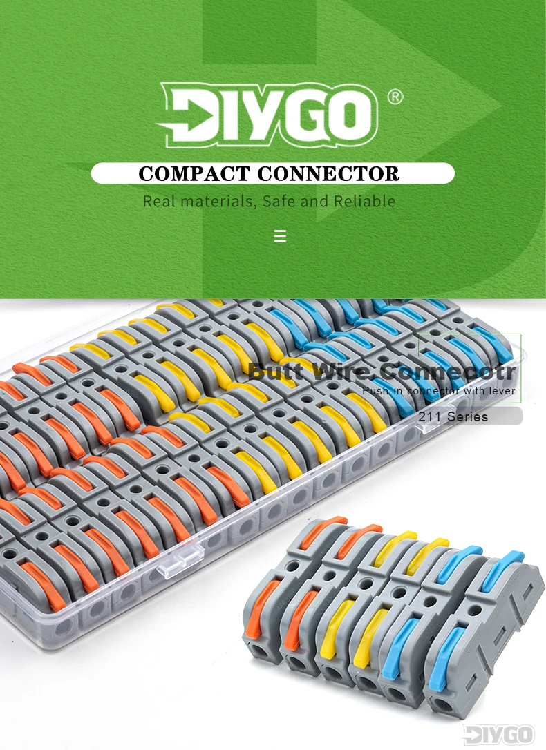 Boxed 34PCS Lever Quick Home Wire Connectors Terminals Leiter Spliceable Butt Wiring Block Wiederverwendbare elektrische Anschlüsse – Detail 1