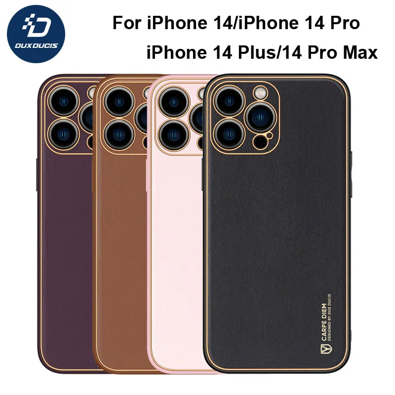 

For iPhone 14 Pro Max Case Luxury PU Leather+TPU Anti-Slip Camera Protection Back Cover For iPhone 14 Plus DUX DUCIS