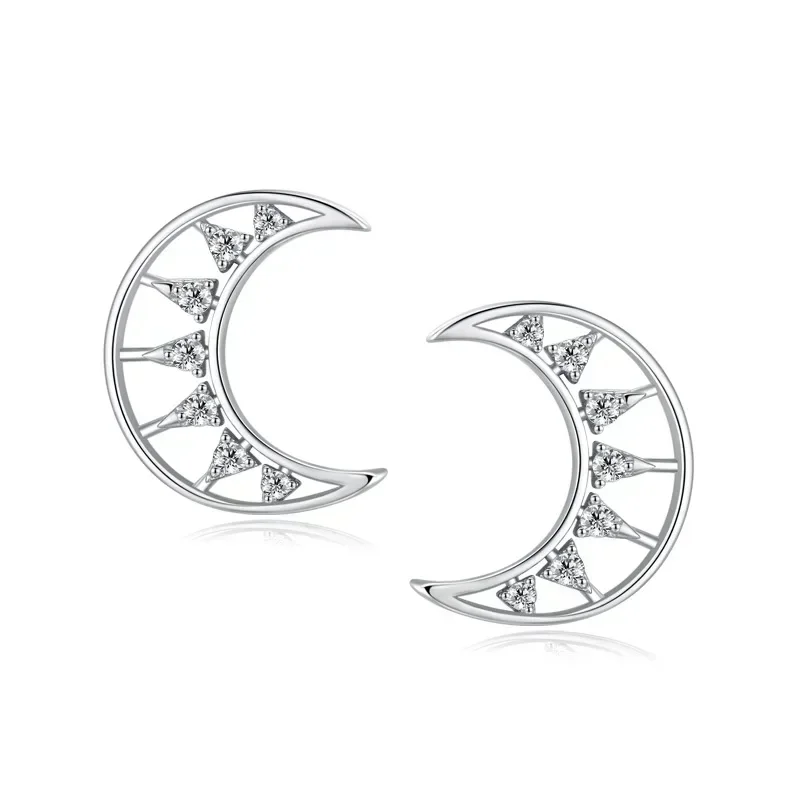 

VWE2 Crystal White Flower Stud Earrings Multicolor Zircon Round Stone Charm Silver Color Wedding
