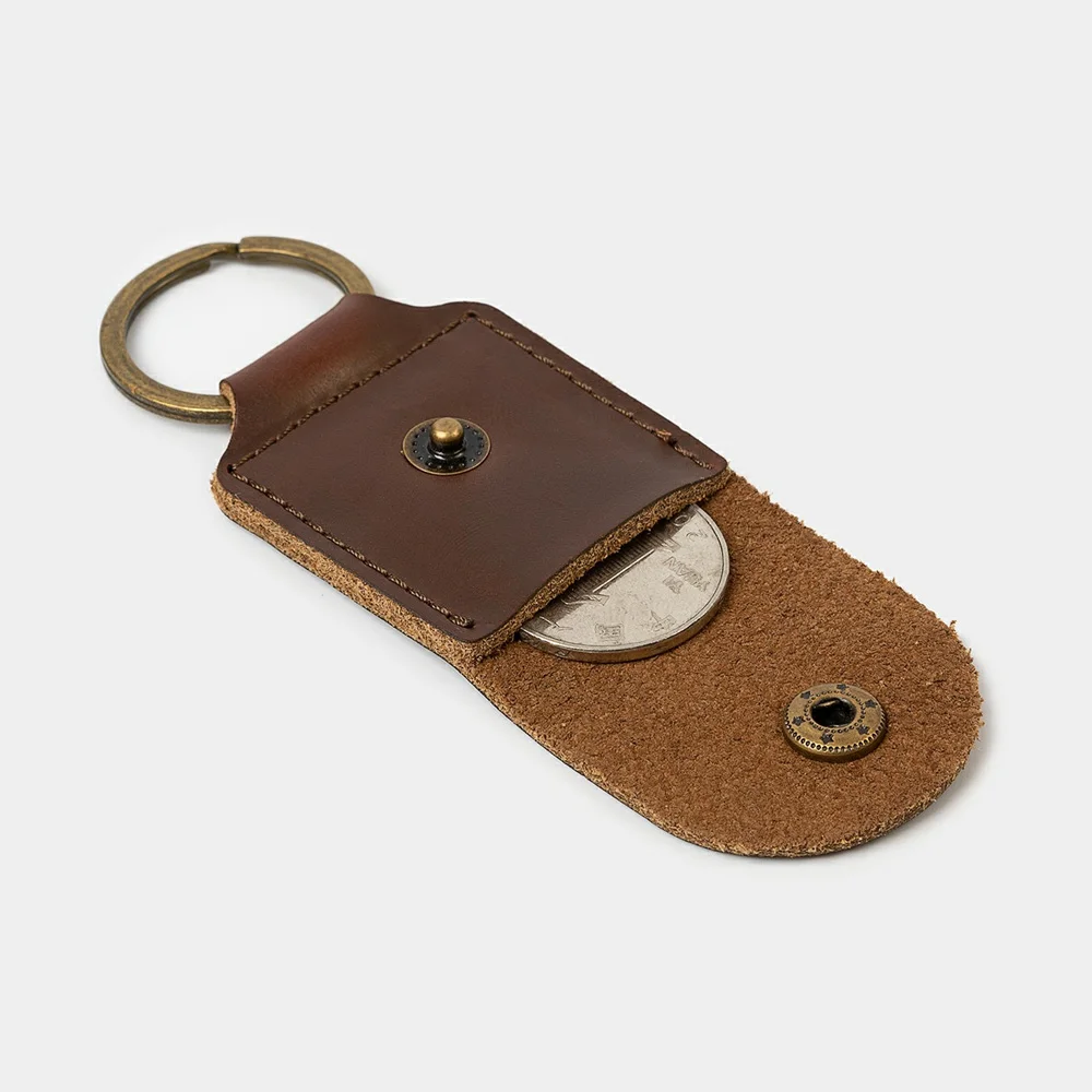 Designer Mini Handmade Personalized Leather Key Chain with Coin Pocket Personalised Engraved Strap Chains for Key Fobs