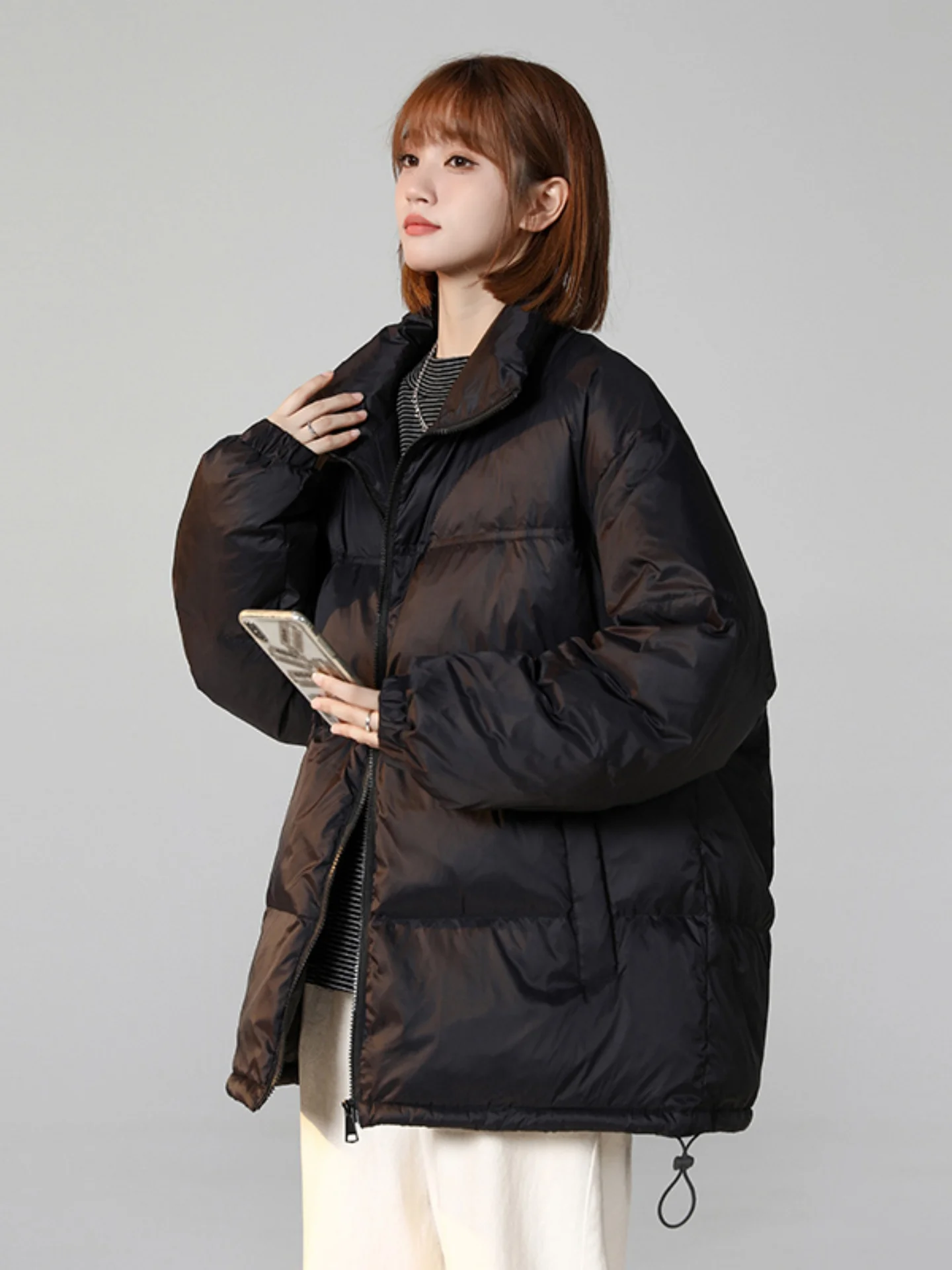 

Men's down Jaet 2025 New Pure Color Stand Collar Warm 90 Du down Casual Outerwear Bread Sle Versatile for Men And Women