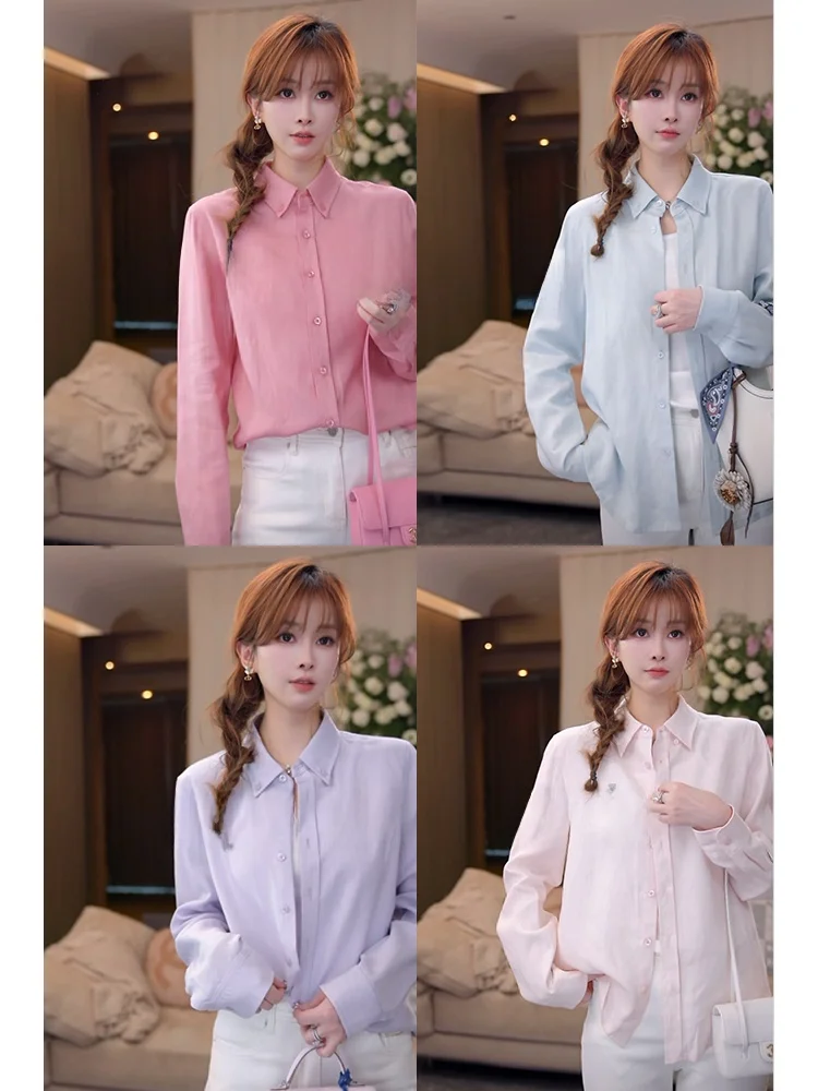 

Женская повседневная льняная рубашка Mimius: Новинка лета, вышитый топ с длинным рукавом, легкий, элегантный стиль, из лиоцелла