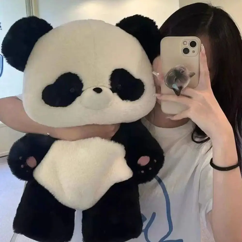 Cute Furry Panda Backpack Ins Adjustable Panda Doll Bag Soft Travel Bag Girl's Birthday Gifts