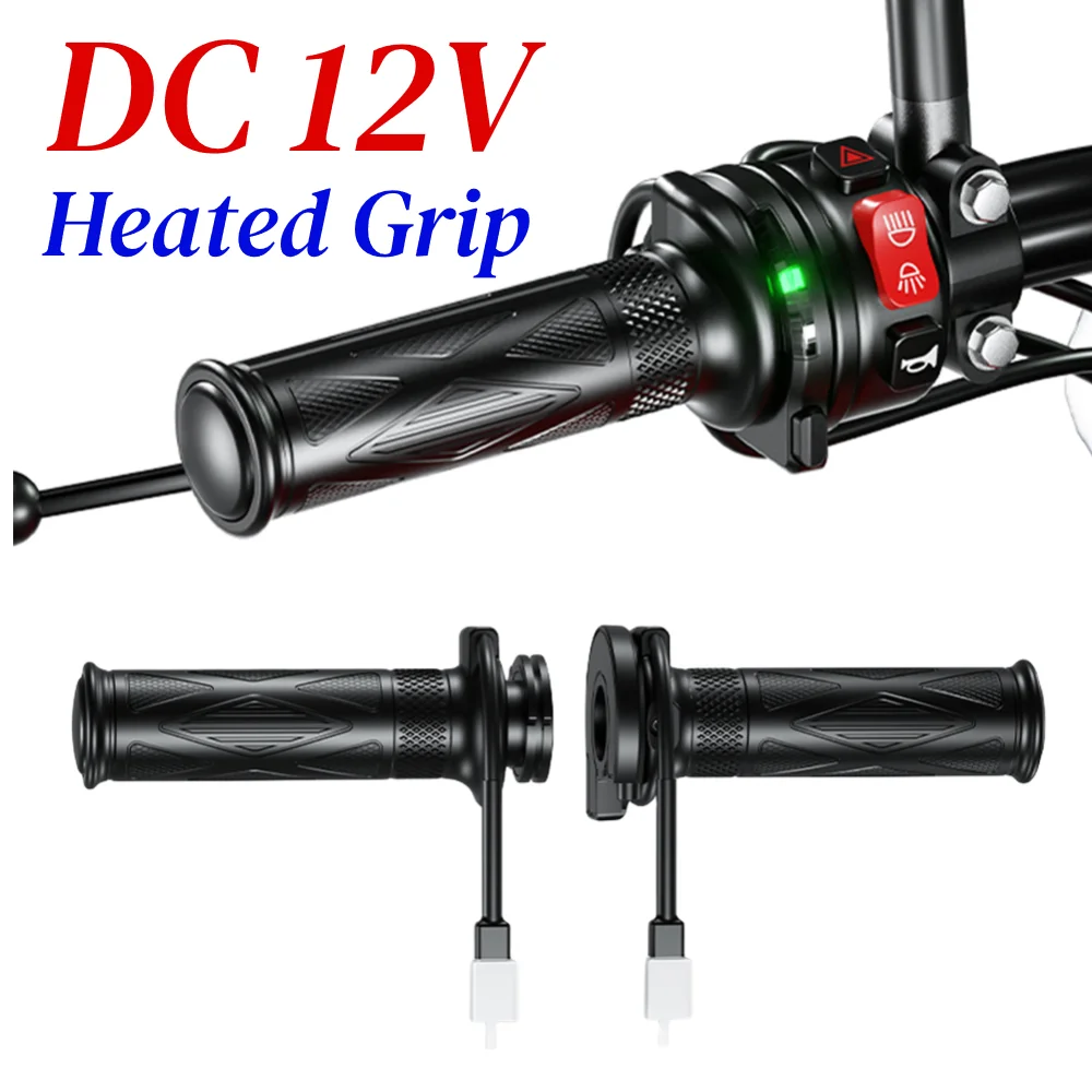 DC 12V ATV Heated Grip Motorcycle Hand Heated Grips Smart Temperature Control Waterproof Scooter Bar Hand Warmer for Motorcycles