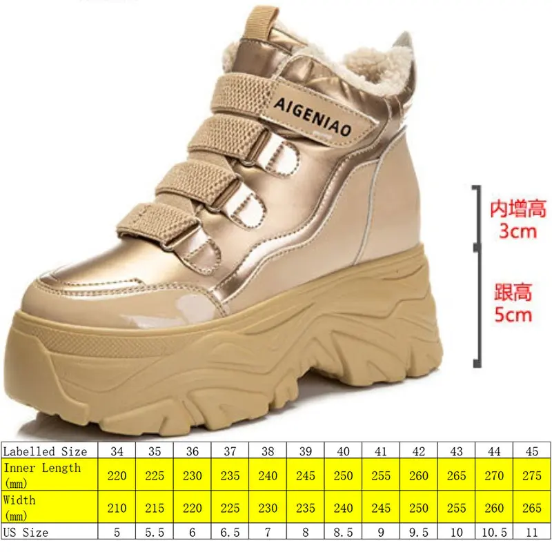 Fujin 8cm Genuine Leather Down High Top Ankle Booties Women Shoes Platform Boots Wedge Autumn Winter Warm Plush Shoes Sneakers