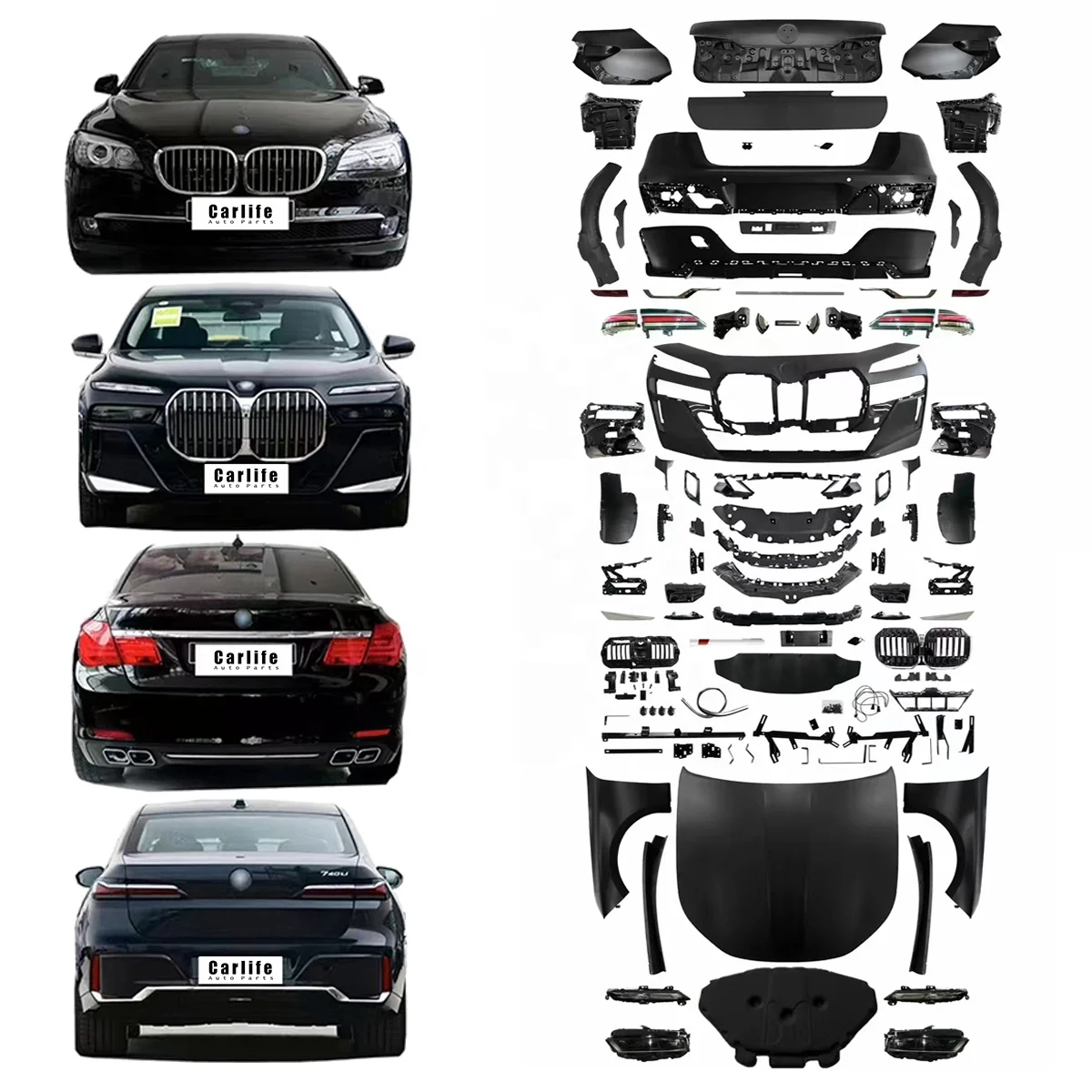 Car Body Kits Auto Bumpers for BMW 7 Series F01 F02 Conversion To 2024 G70 LCI New Model Include Hood Fender Bumper Lights