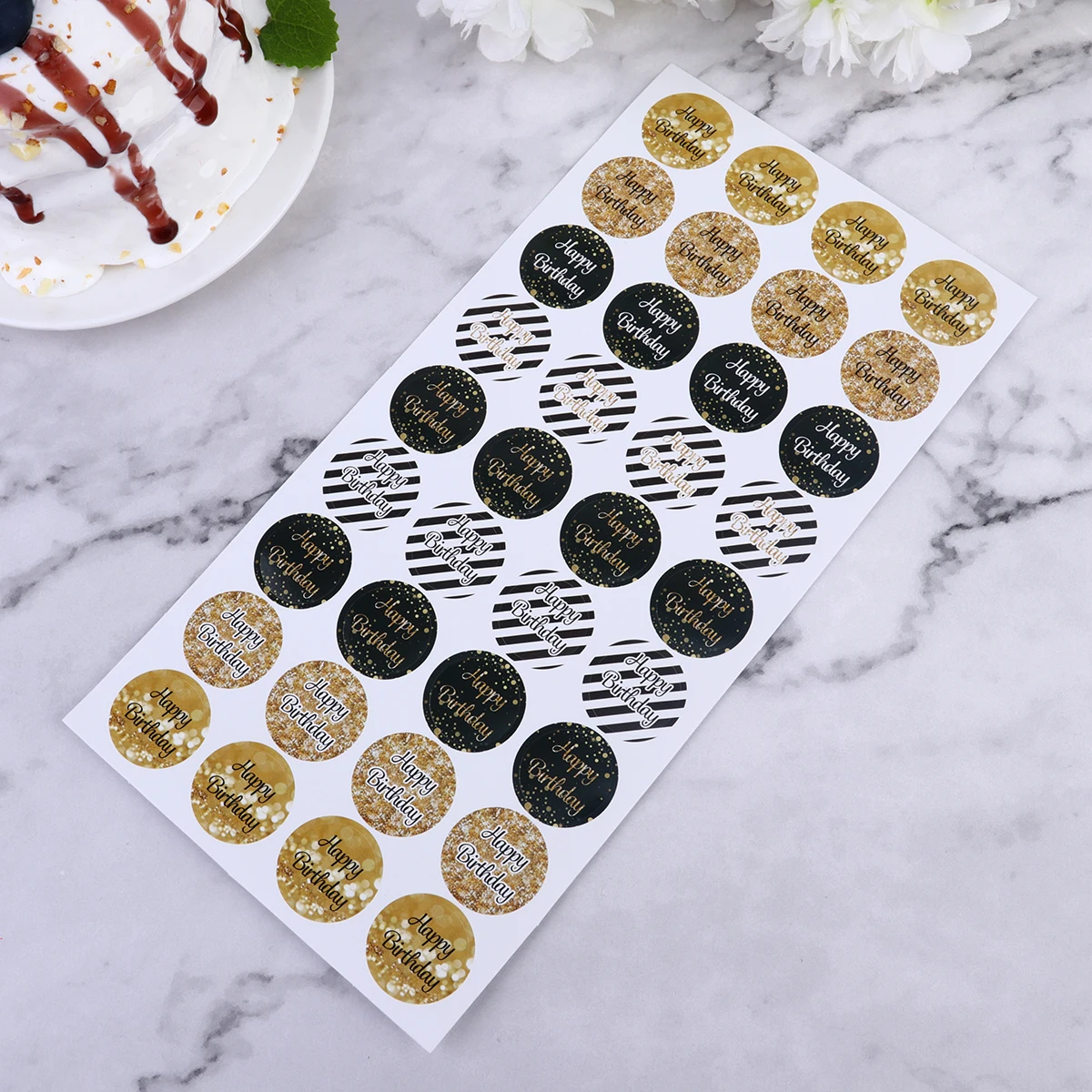 

12 Sheets Creative Birthday Sealing Stickers Round Label Self-Adhesive Candy Bag Stickers Party Favor Birthday Gift Packing Deca