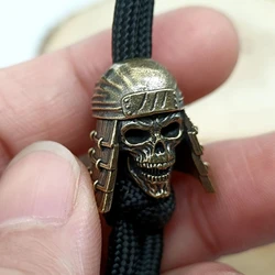 Ninja Skull Head Brass Knife Beads EDC DIY Paracord Woven Bracelets Lanyard Pendants Accessories Outdoor Tool Hangings Charms