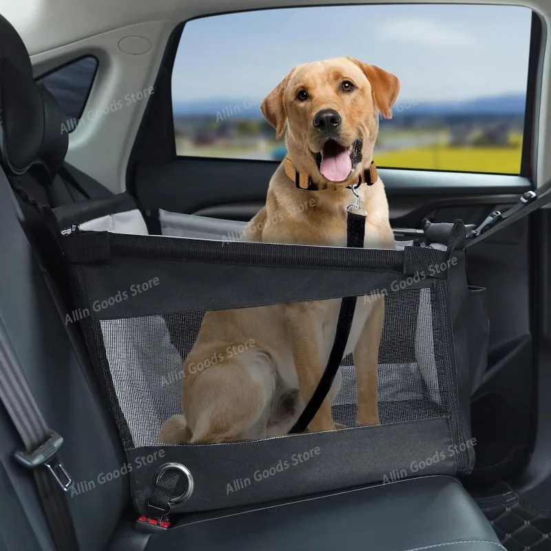 Portable In-Car Pet Cushion, Stable Dog Transporter Equipped with Safety Mesh Guard, Waterproof Structure for Puppy Road Trips