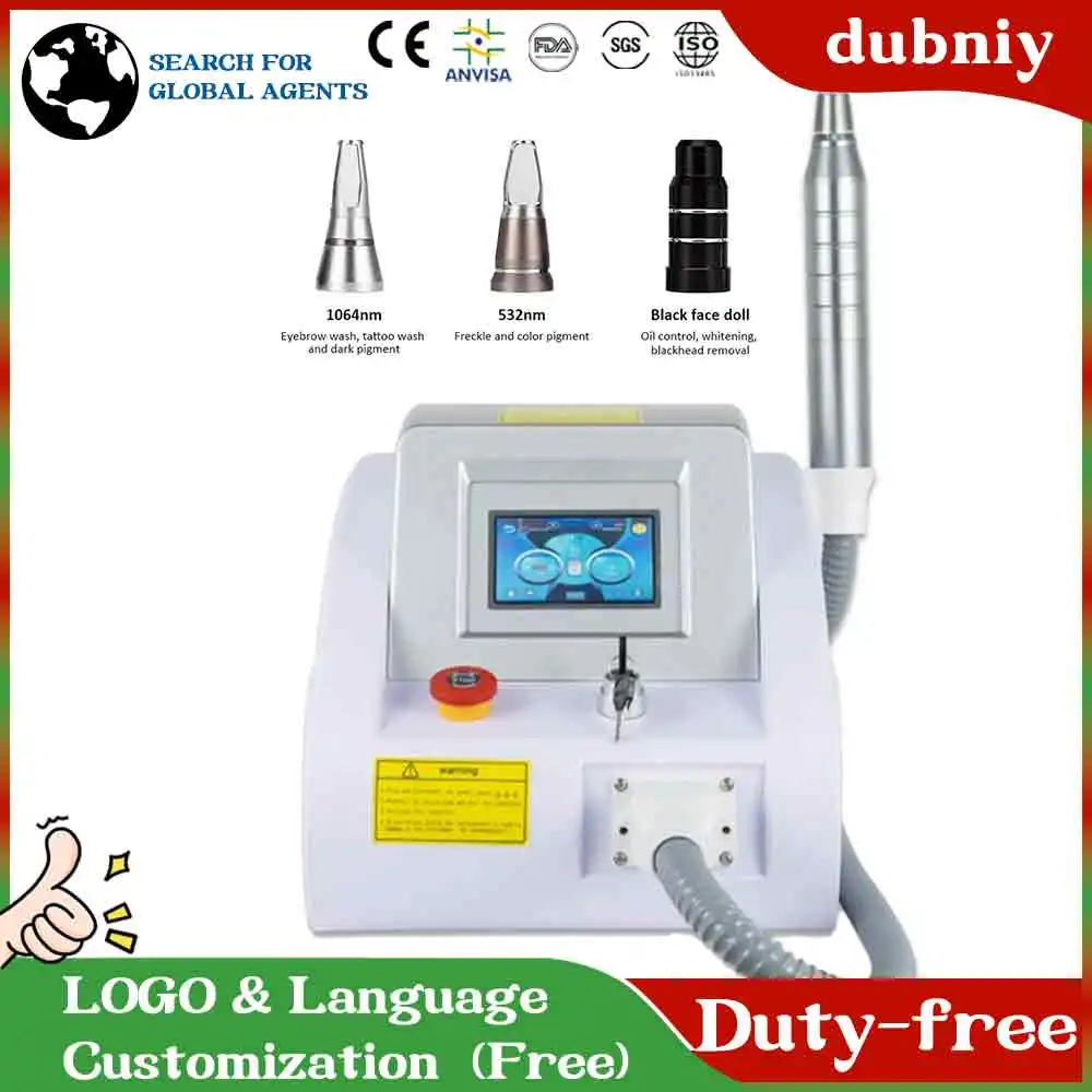 Portable Pico Laser Q Switch Nd Yag Tattoo/Freckles/Lentigo/Pigment/Eyebrow Removal&Skin Rejuvenation Black Doll Laser Machine