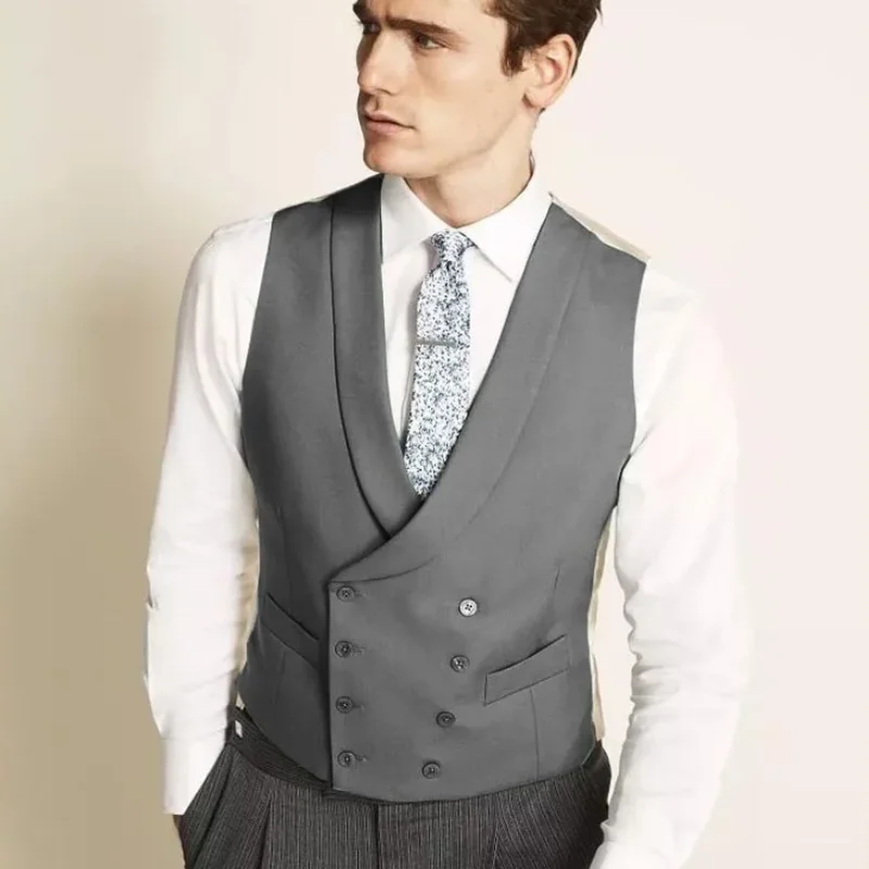 

Men Vest Dark Gray Spring Solid With Lapel Gentleman Business Waistcoat Vintage Regular Slim Wedding Banquet Men Suit Vest