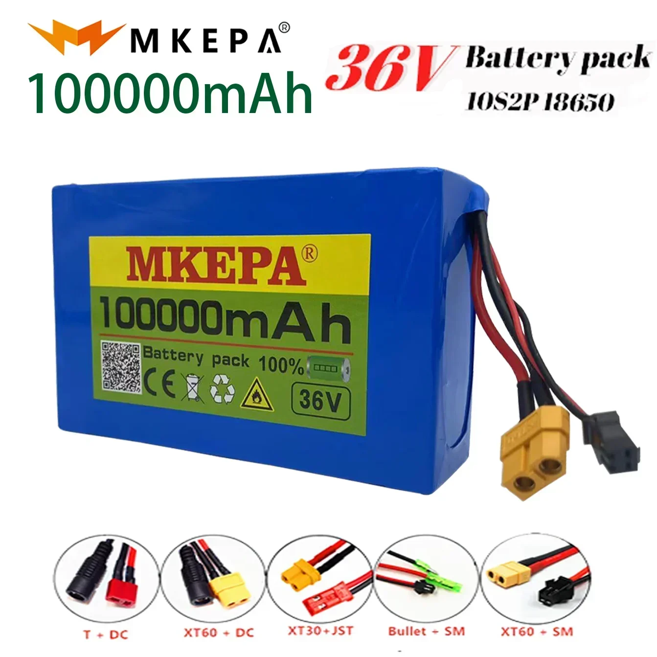 MKEPA 10S2P 36V 100000mAh 18650 Li-Ion Battery pack 1000W High Power and Capacity 36V Motorcycle Scooter