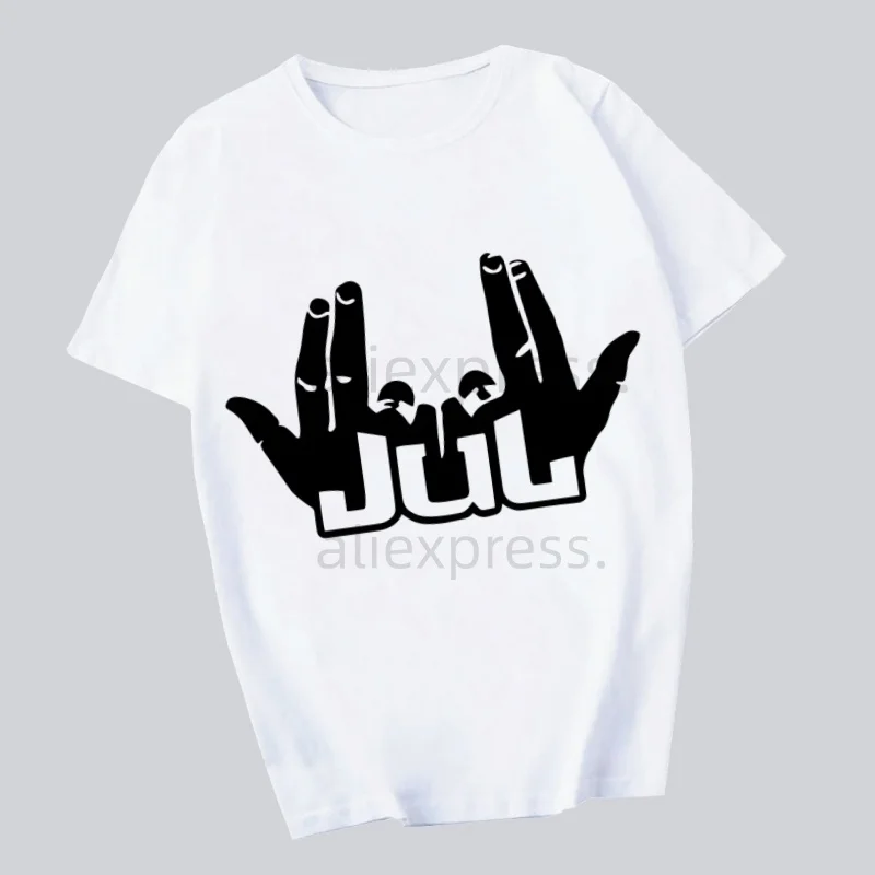 

France Rapper Jul Sign Tshirts Men Shirt Harajaku Mens Clothing Summer Streetwear Casual Loose Print Tee Short Sleeve Tops