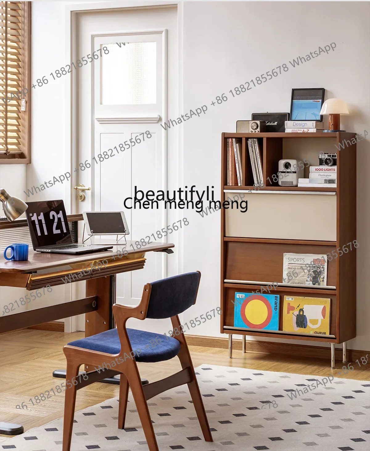 xzzSide cabinet locker retro color matching storage integrated wall dining side cabinet shelf living room display cabinet