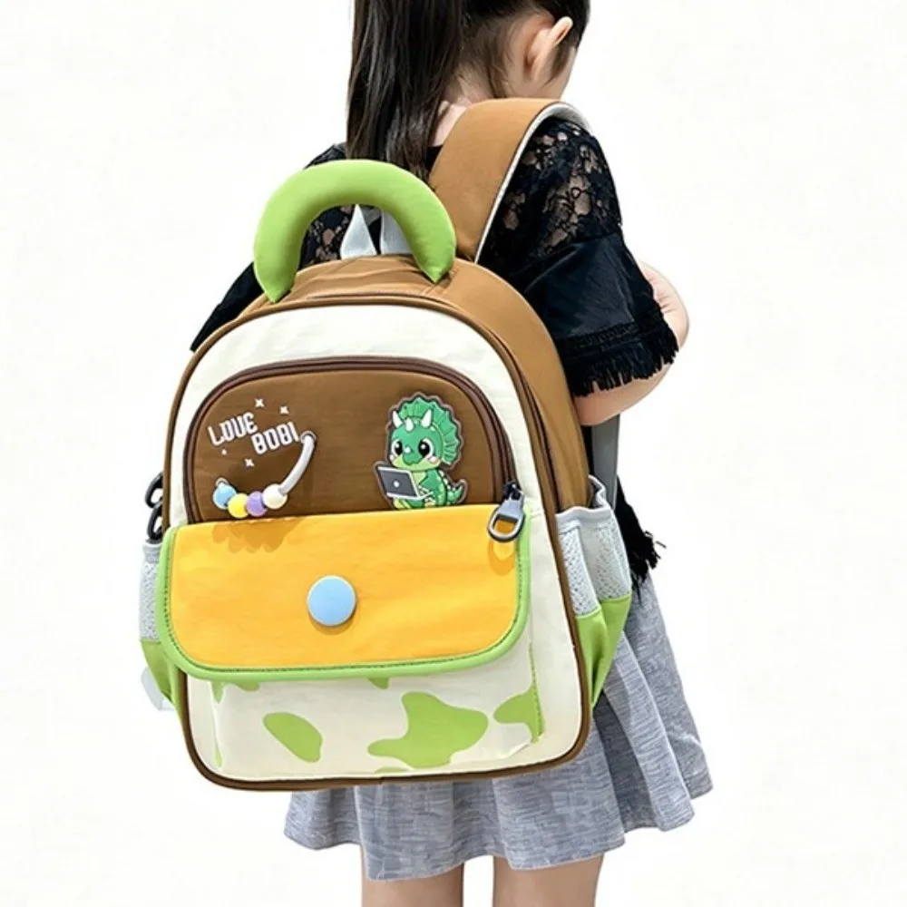 Large Capacity Dopamine Kids Backpack Waterproof Animals Color Block Backpack Spine-Protecting Weight-reducing
