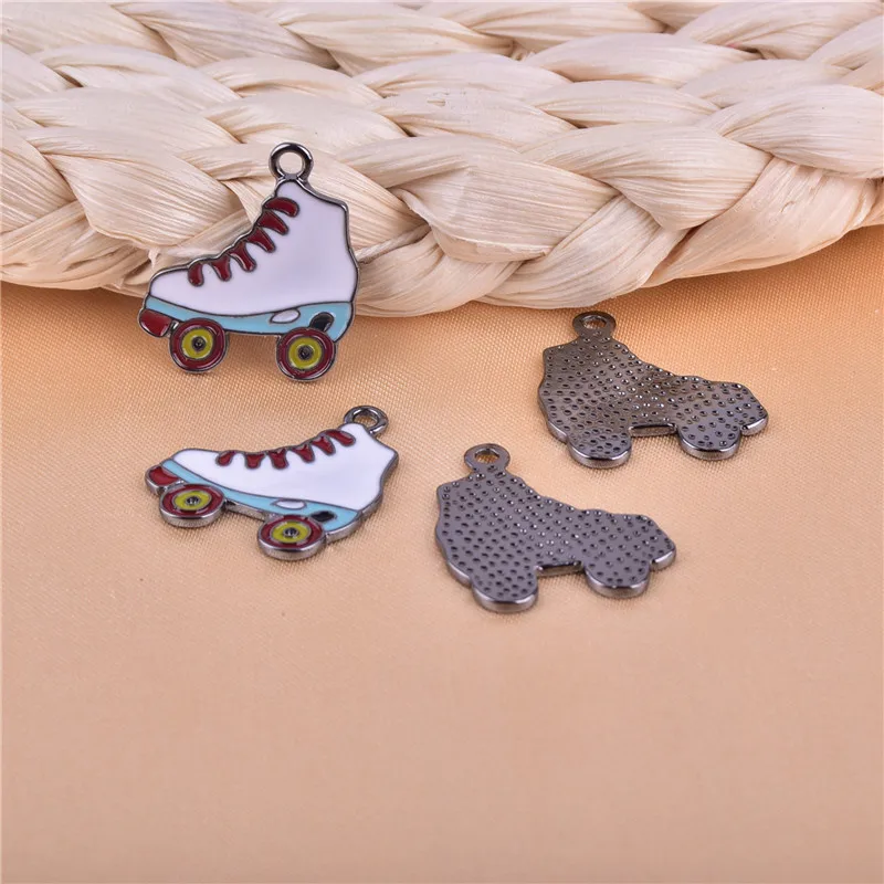 10pcs/pack Skates Enamel Metal Charms Earring  Bracelet DIY Jewelry  Making 20x20mm