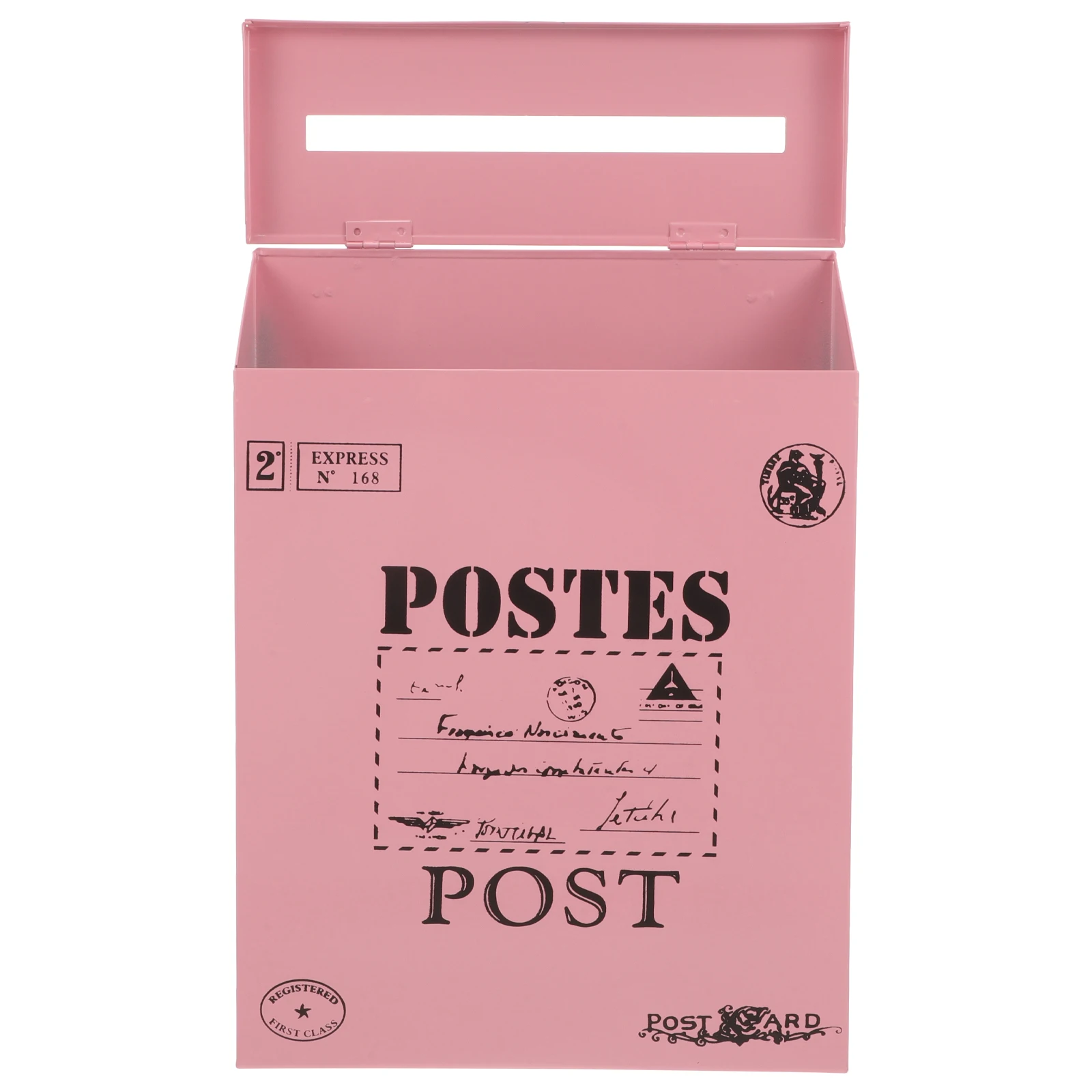 

Retro Tin Mailbox Pink Large Letters Iron Wall Mount Letter Box Durable Material Envelopes Documents Family Office Use Garden