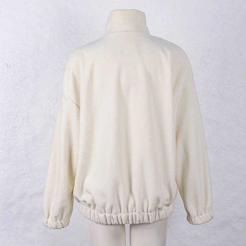 Rosa Winter-Lammfell-Hoodie für Damen mit Reißverschluss und Kragen, Fleece-Pullover für Frauen – Detail 18