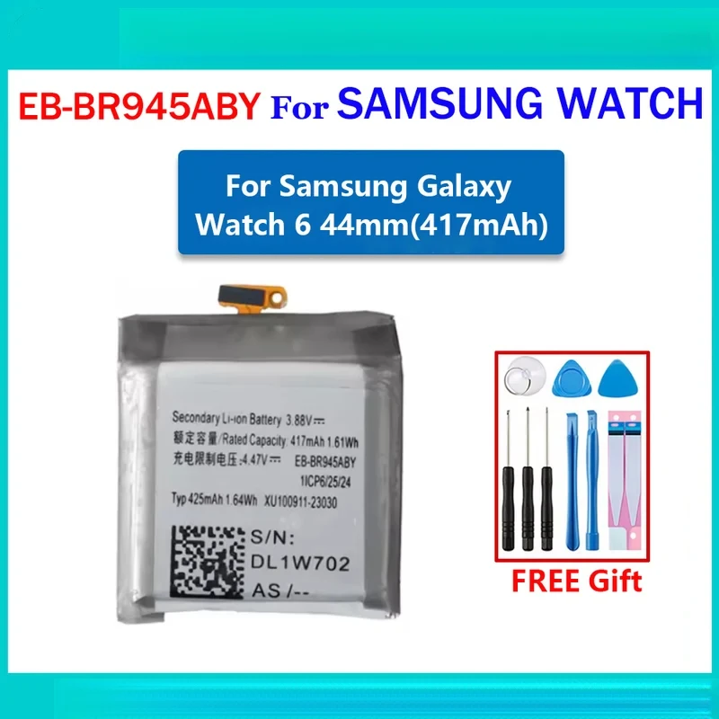 

2025 New Genuine EB-BR945ABY 417mAh Battery For Samsung Galaxy Watch 6 44mm Replacement High Quality Batteria