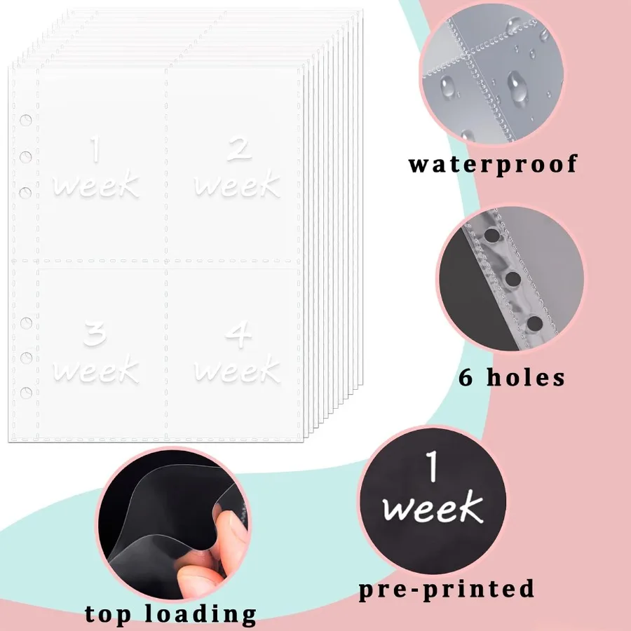 52 Week Money Saving Challenge A5 Binder Inserts Cash Envelopes for A5 Planner Binder PrePrinted 152 Weeks Money Pouches Cash S