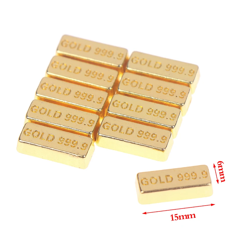 Miniature Gold Bars Coin Model, Race House, Butter Decor Toys, 1:12, 10Pcs Set