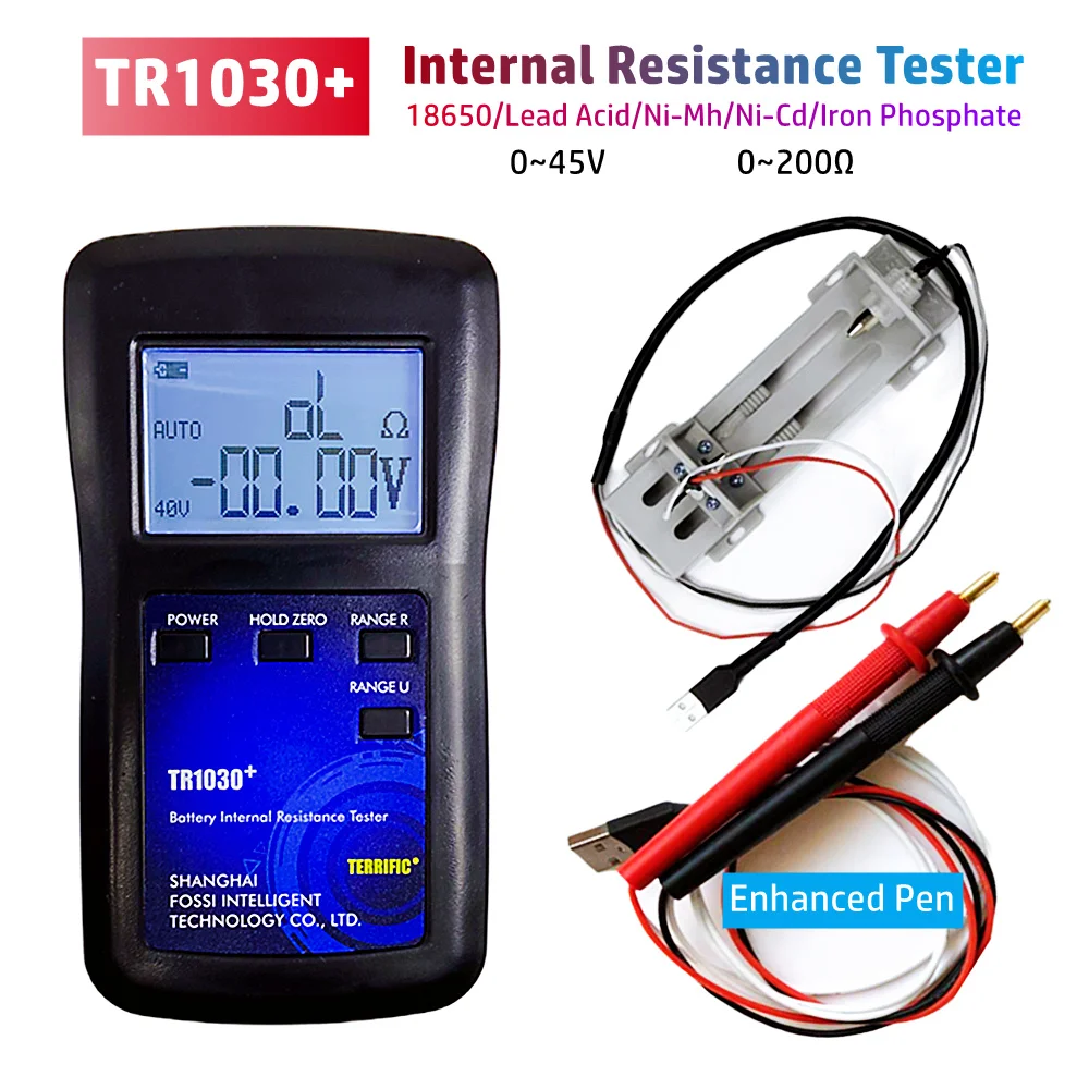 

Upgrade YR1030 0~45V Battery Internal Resistance Tester With Enhanced Pen TR1030+ 18650 Nickel Hydrogen Lead Acid Battery Tester