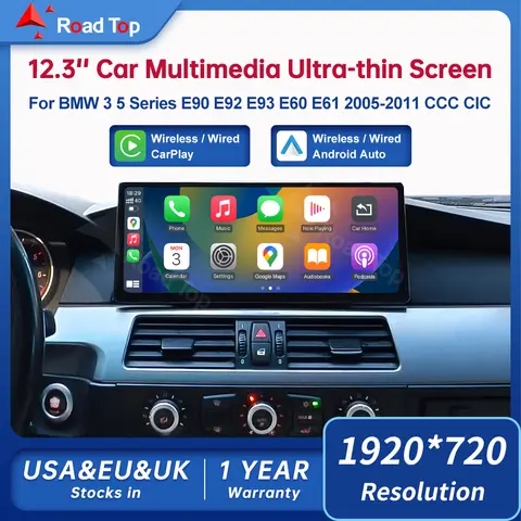 12.3inch Touch Linux Display Multimedia Player For BMW Car 3 5 Series E90 E92 E93 E60 E61 2005-2011 CCC CIC