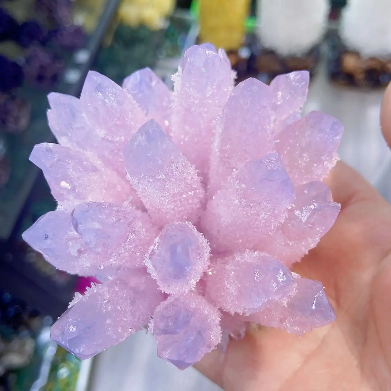 

400-700g Rare Beautiful pink blue Ghost phantom Quartz Crystal Cluster Specimen quartz crystal cluster ore sample cured