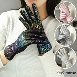 KayCrowne-guantes elegantes de Invierno para mujer, manoplas cálidas a prueba de viento con pantalla táctil de grano de leopardo, para conducir y ciclismo, G228