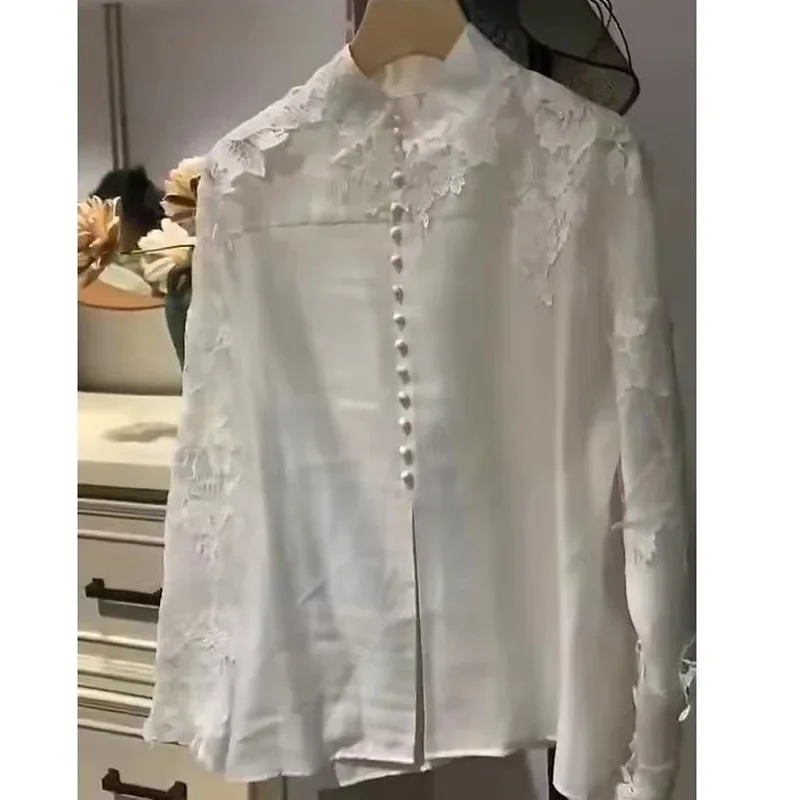 

Женская белая рубашка в китайском стиле, осенняя коллекция 2025, новинка, легкий и утонченный национальный стиль, нишевый дизайн, шикарная.