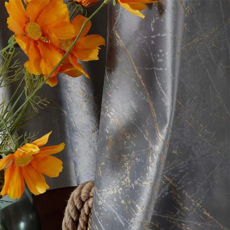 Dutch Velvet Bronzing Curtain Heat Insulation High-grade Solid Color Custom Blackout Curtains for Living Dining Room Bedroom