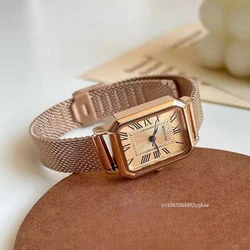 Retro Watches Classic Casual Quartz Rectangle Roman Dial Clock Fashion Simple Luxury Wrist Watches for Women Gift Wristwatches