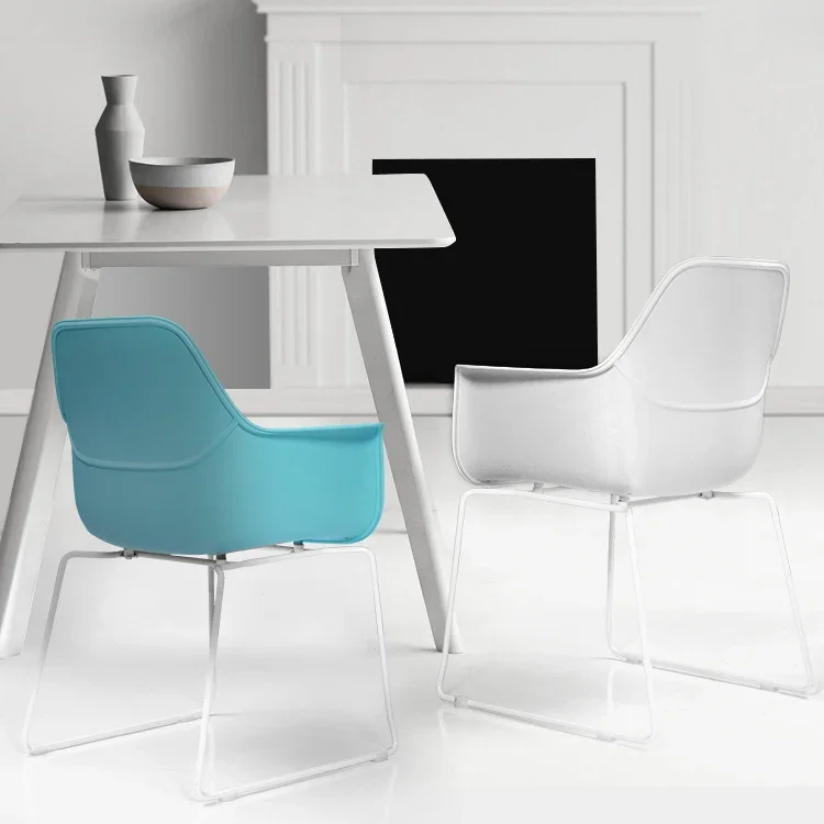 Buy Low Price Simple Design Dining Plastic Chair With Armrest