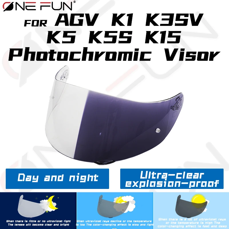 

ONE FUN K1 Helmet Visor Photochromic For AGV K1 K1S K3SV K5 K5S Motorcycle Helmet Accessories Uv Protected Electroplated Lens