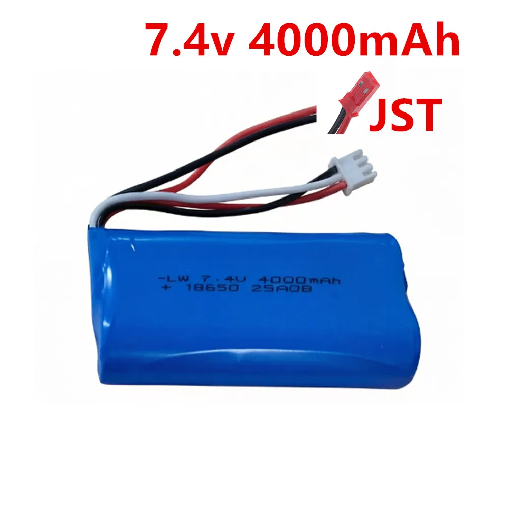 Image of 7,4 V 4000 mAh 2S 18650 Li-Ionen-Akku für ferngesteuerte Hubschrauber, Autos, Boote, Spielzeugteile, Upgrade, 4000 mAh 7,4 V Akku, JST-Stecker