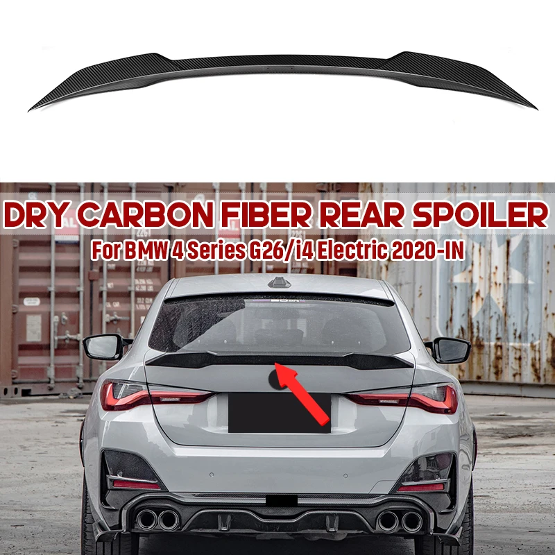 Dry Carbon Fiber Car Rear Trunk Boot Lip Spoiler Wing Lip For BMW 4 Series 4-Door Gran Coupe G26/i4 2020 - IN Rear Spoiler Lip