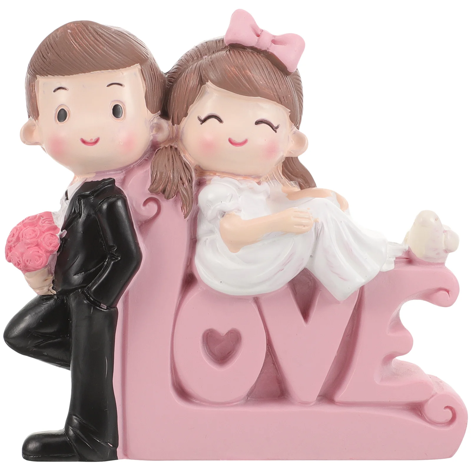 

Romantic Bride Groom Motorcycle Cake Topper Natural Resin Elegant Couple Decoration Wedding Cake Topper Decor Brown